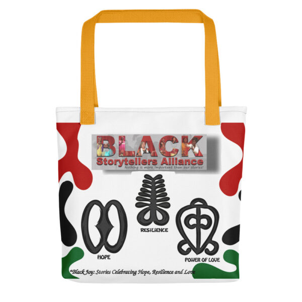 Black Storytellers Alliance Fall 2021 Festival Artwork With Logo And Adinkra Symbols Tote Bag