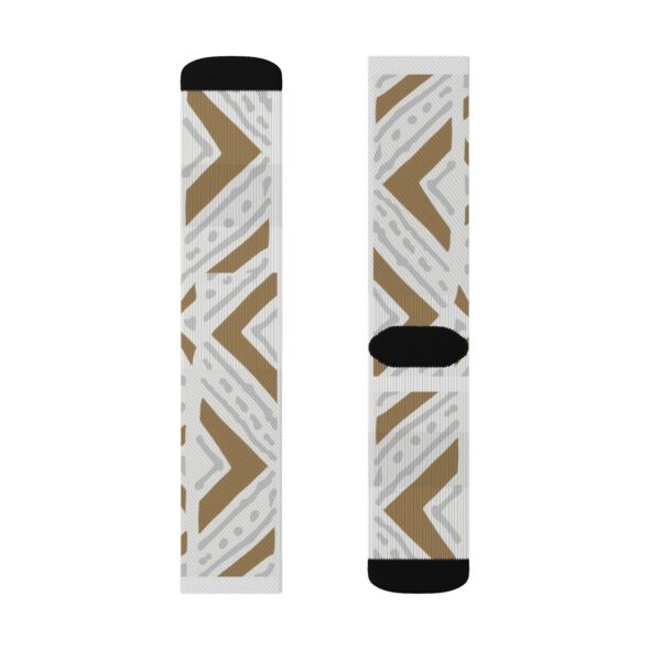 White Mudcloth Design Sublimation Socks