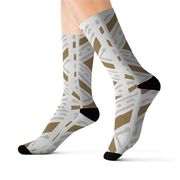 White Mudcloth Design Sublimation Socks