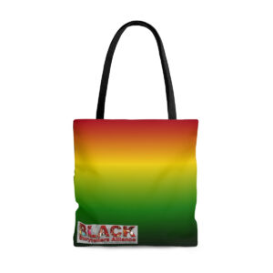 A Tote Bag With Red Yellow and Green Stripes