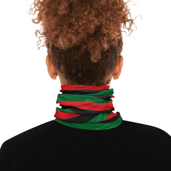 The Back of a Man in a Flag Themed Scarf