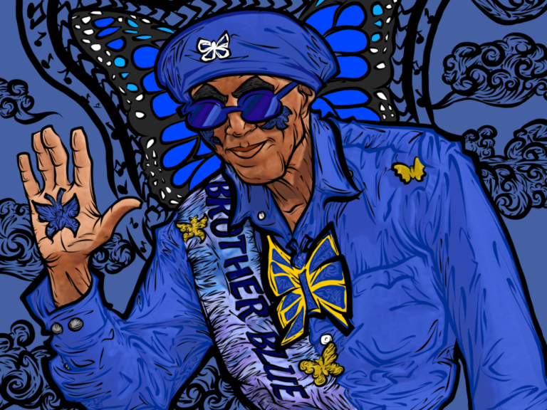 Brother Blue in Blue Themed Artwork