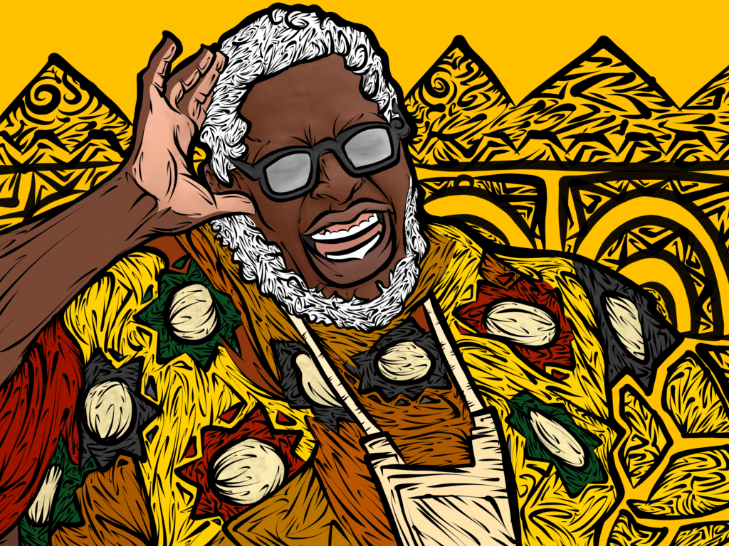 Jerry Blue Artwork Portrait in Yellow Theme