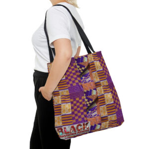 A Woman Carrying a Colorful Cloth Pattern Tote Bag