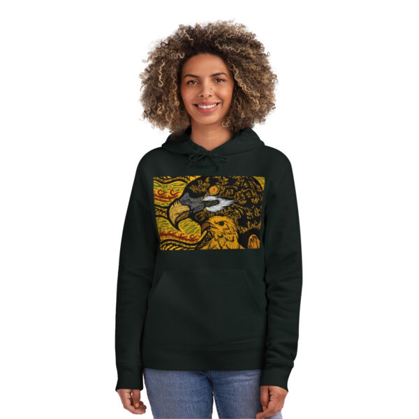 A Woman in a Eagle Printed Hoodie