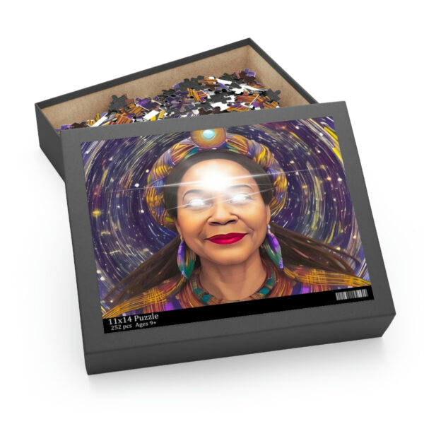 A Puzzle Box With a Woman With Glowing Eyes