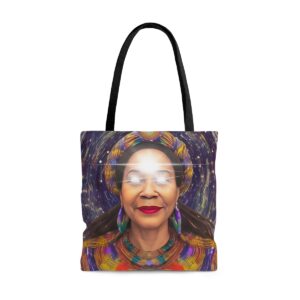 A Colorful Tote Bag With a Woman Face